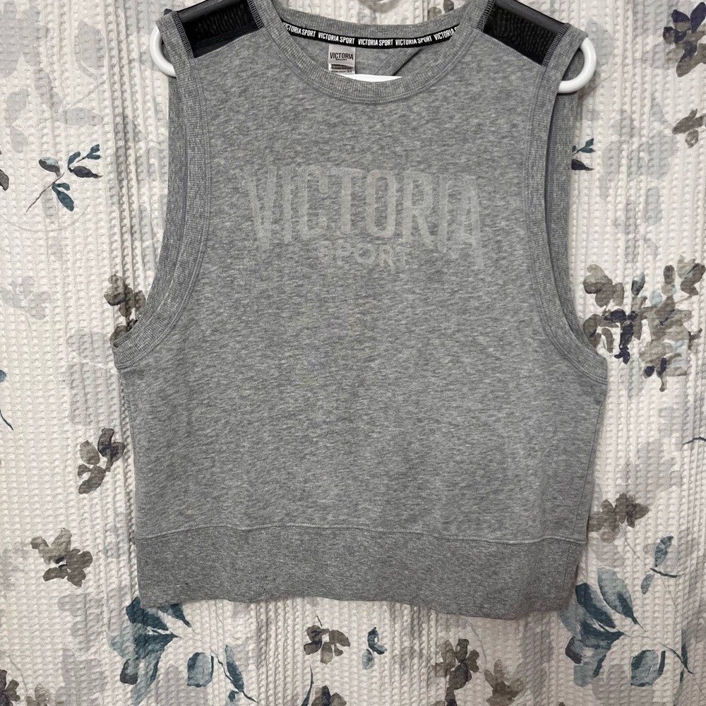 Victoria Sport Heather Gray Open Back Muscle Tee